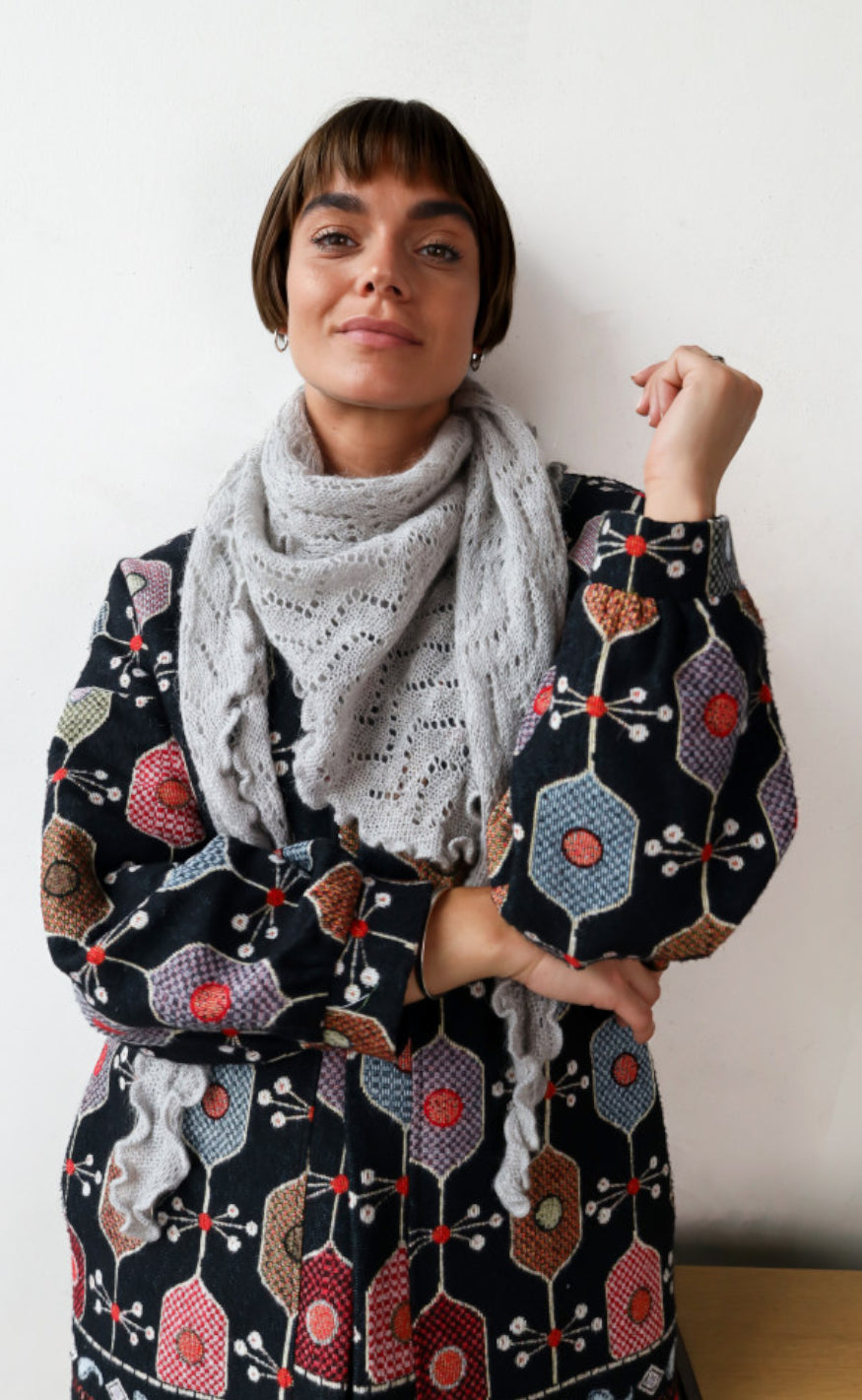 Black Colour Scarf - Siri - Grey