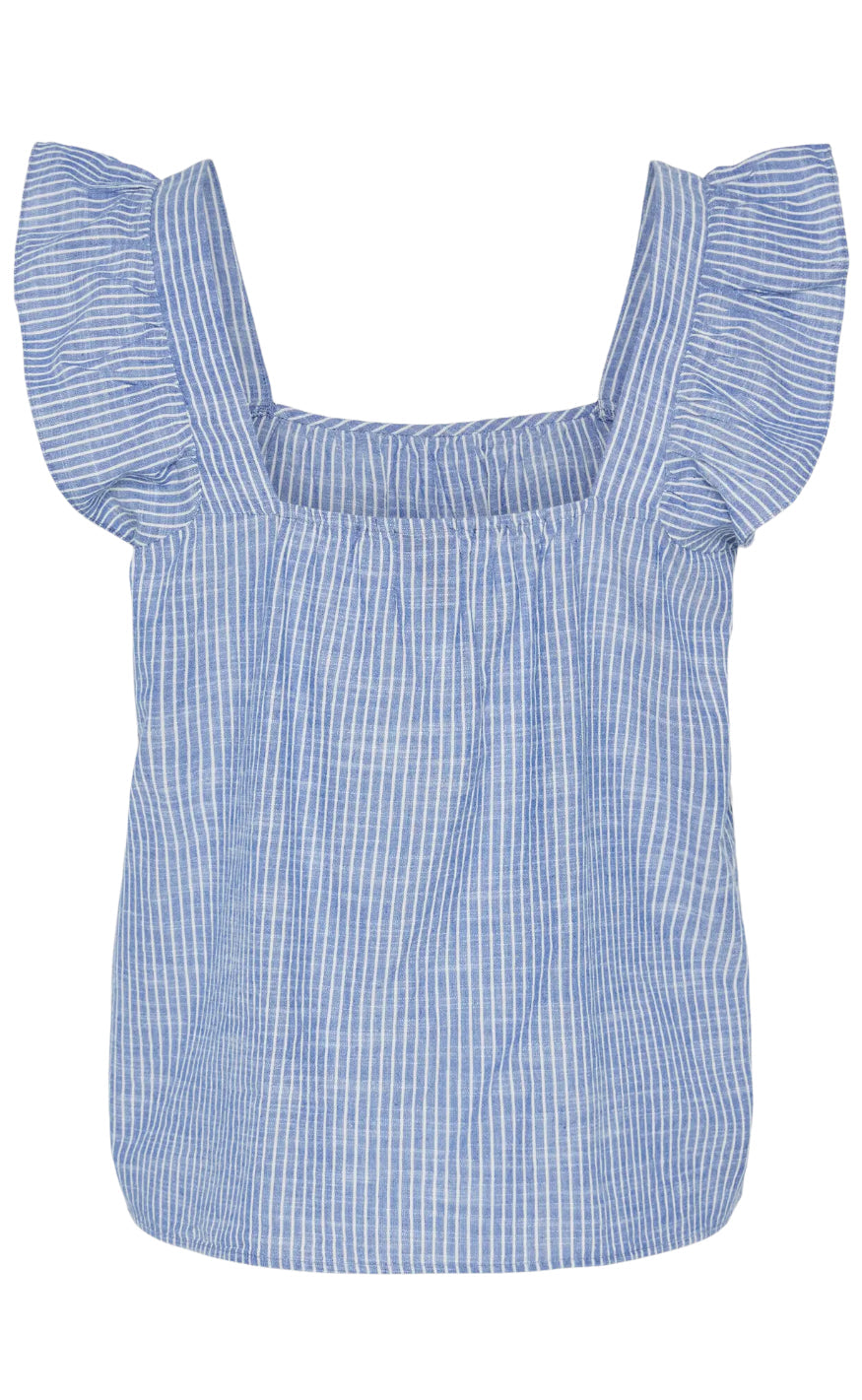 Pieces Topp - Apia - Nautical Blue/Bright White
