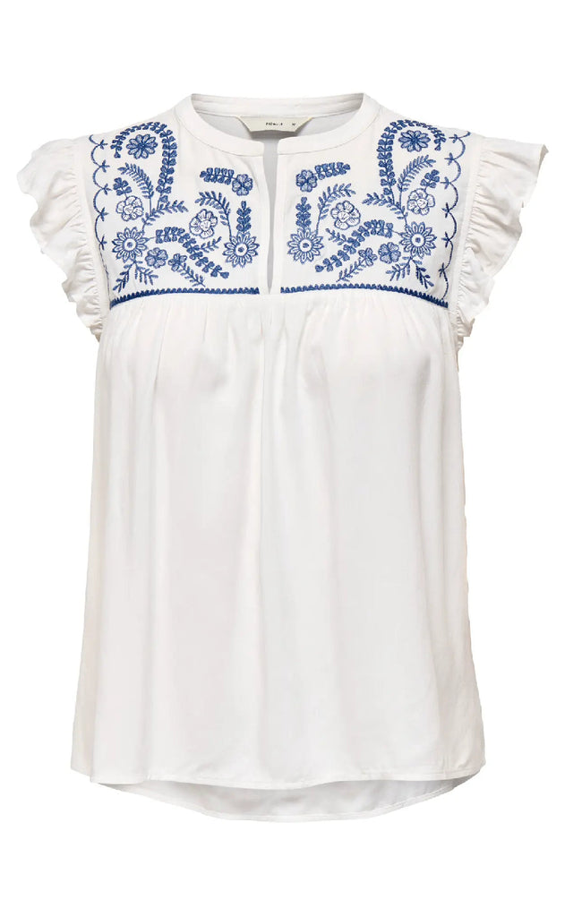 ONLY Topp - Vestine - Cloud Dancer/Blue