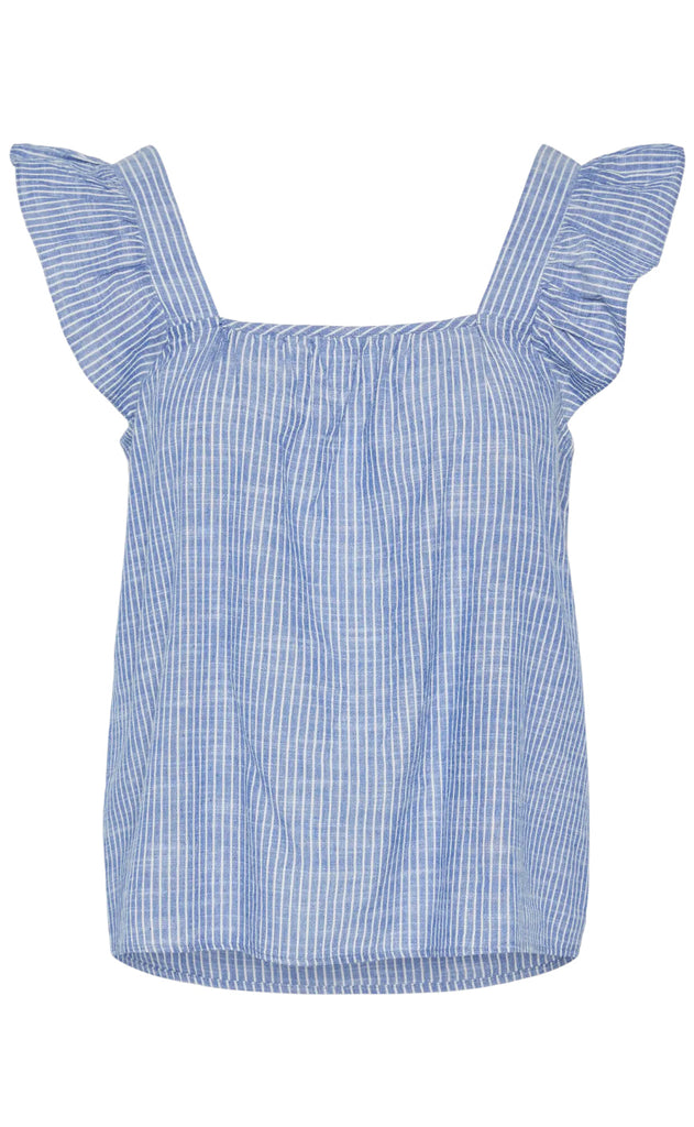 Pieces Topp - Apia - Nautical Blue/Bright White