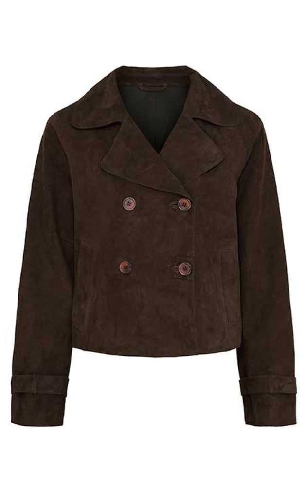 Notyz Jakke - Short Trenchcoat - Dark Chocolate Brown