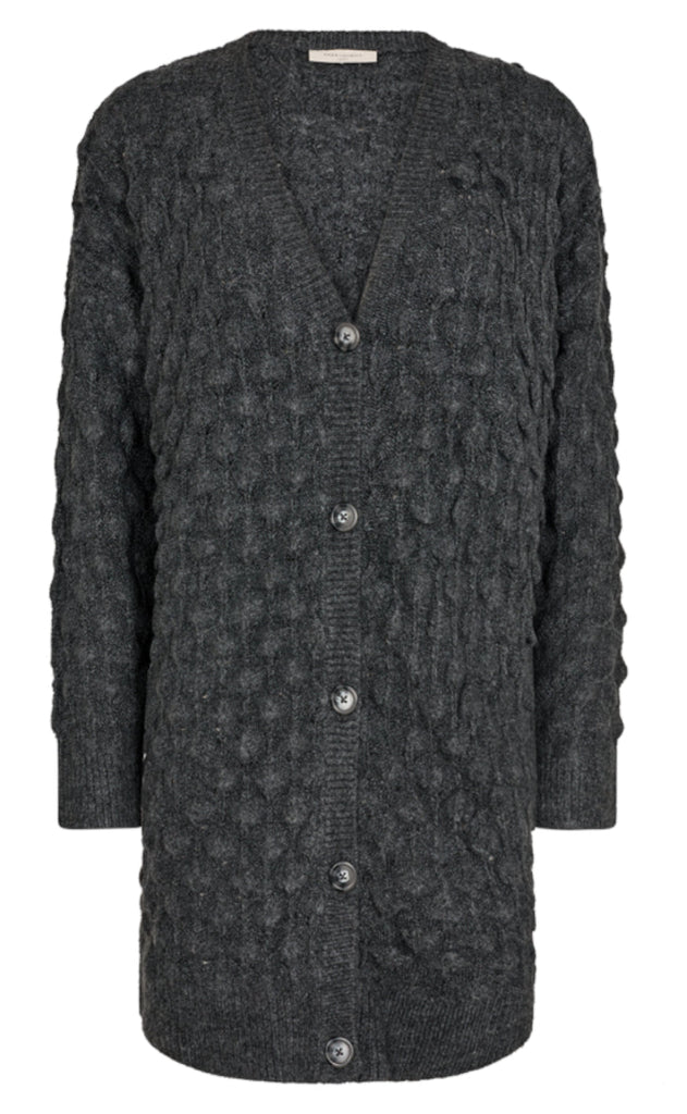 Freequent Cardigan - Tray - Dark Grey Melange