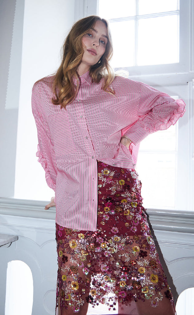 Cras Skjorte - Tulum - Pink Red Stripe