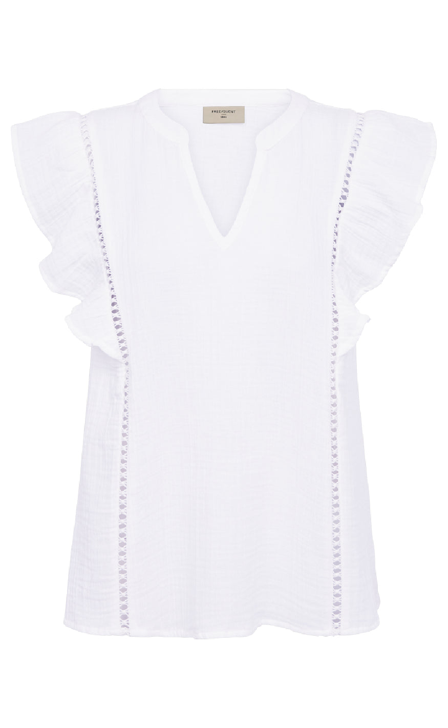 Freequent Bluse - Uline - Brilliant White