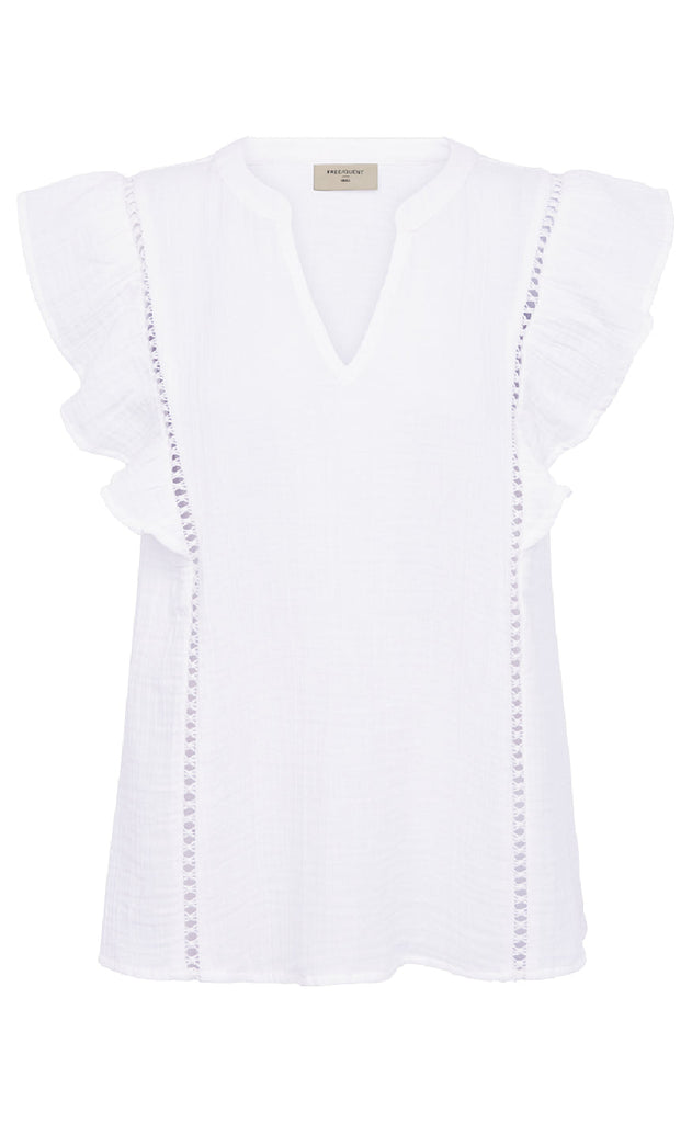 Freequent Bluse - Uline - Brilliant White