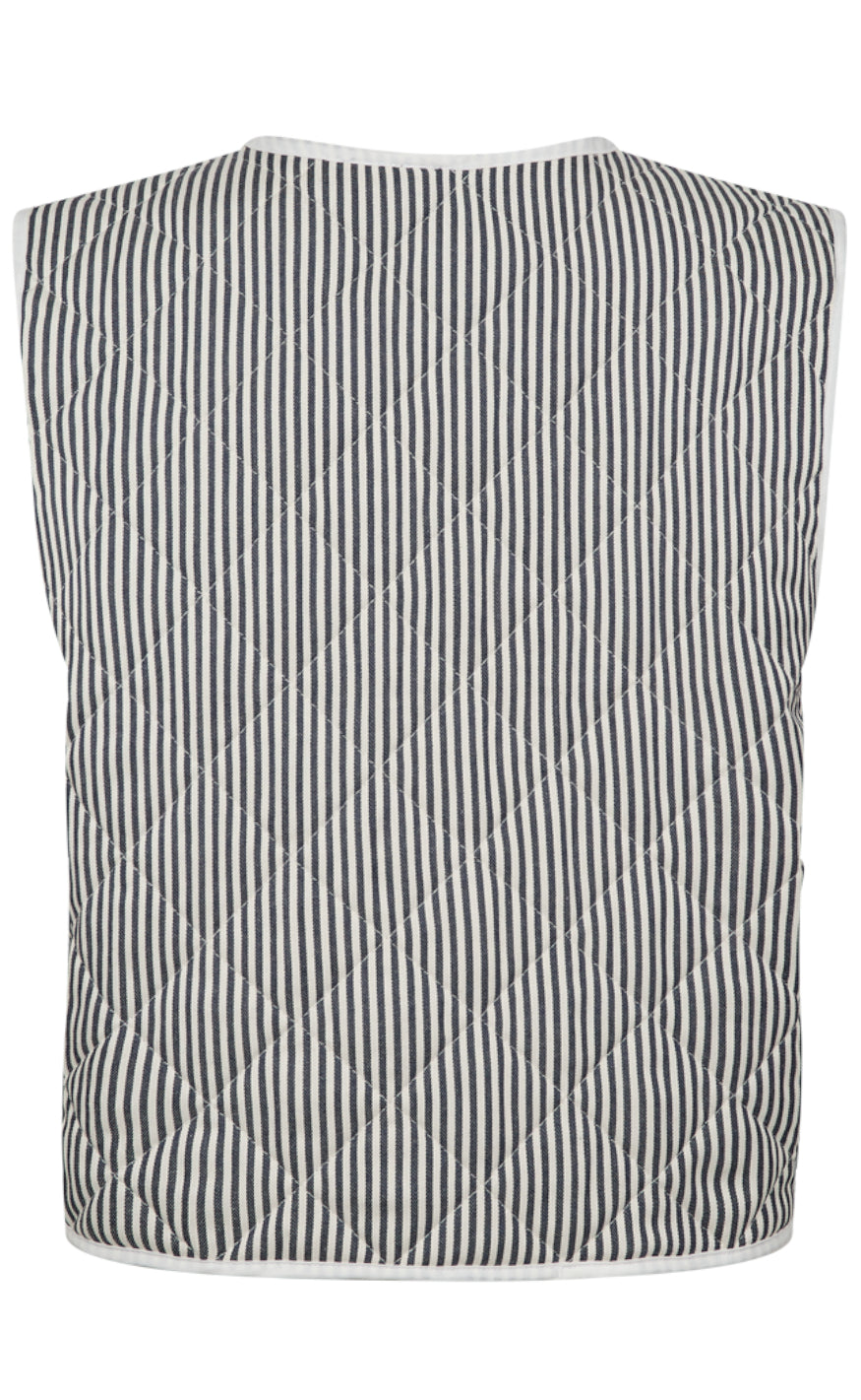 Freequent Vest - Mella - Medieval Blue W. Off-White