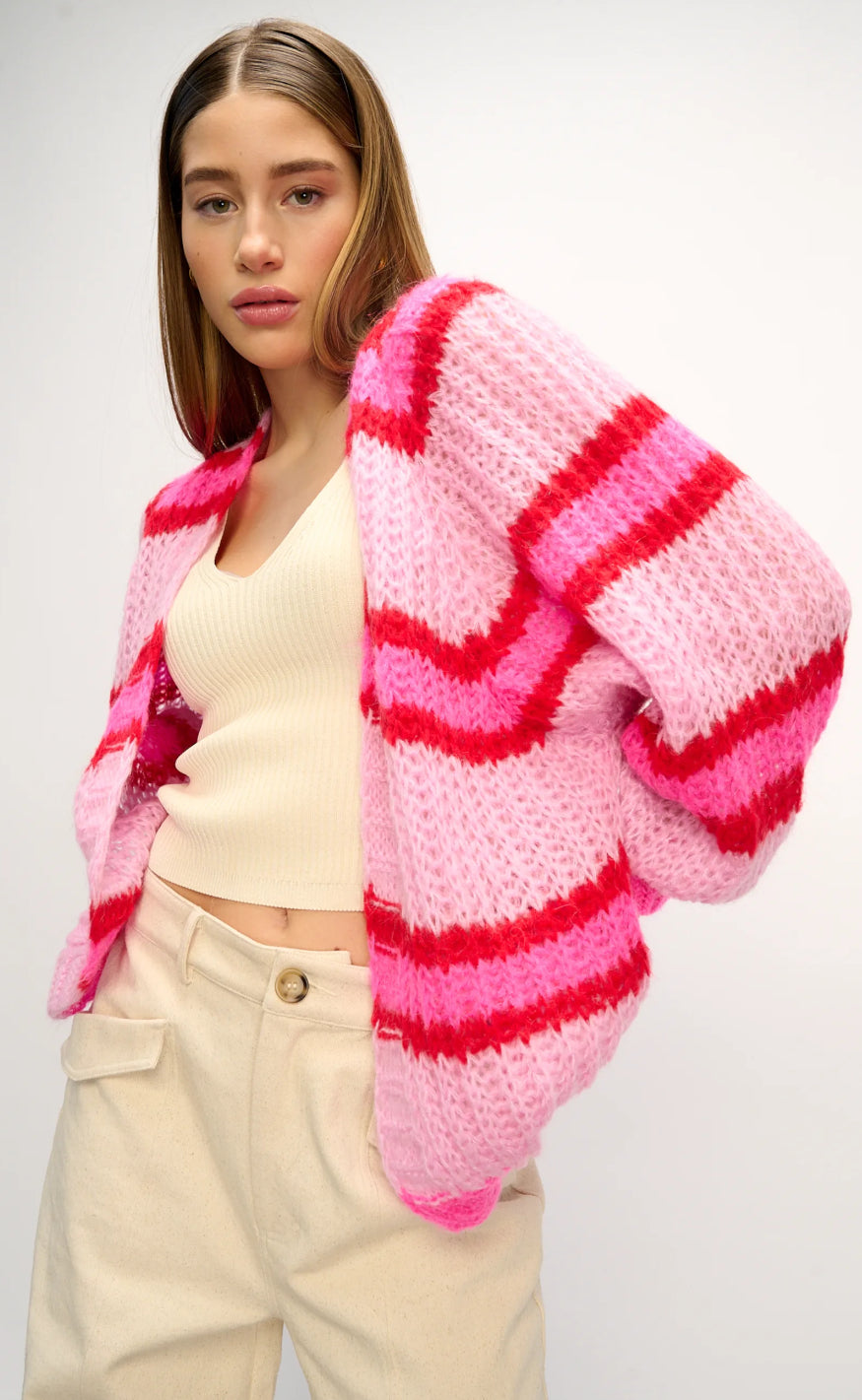 Noella Cardigan - Vera -  Berry Red Mix