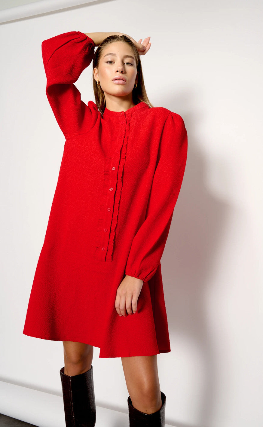 Noella Kjole - Pastis Ruffle - Electric Red