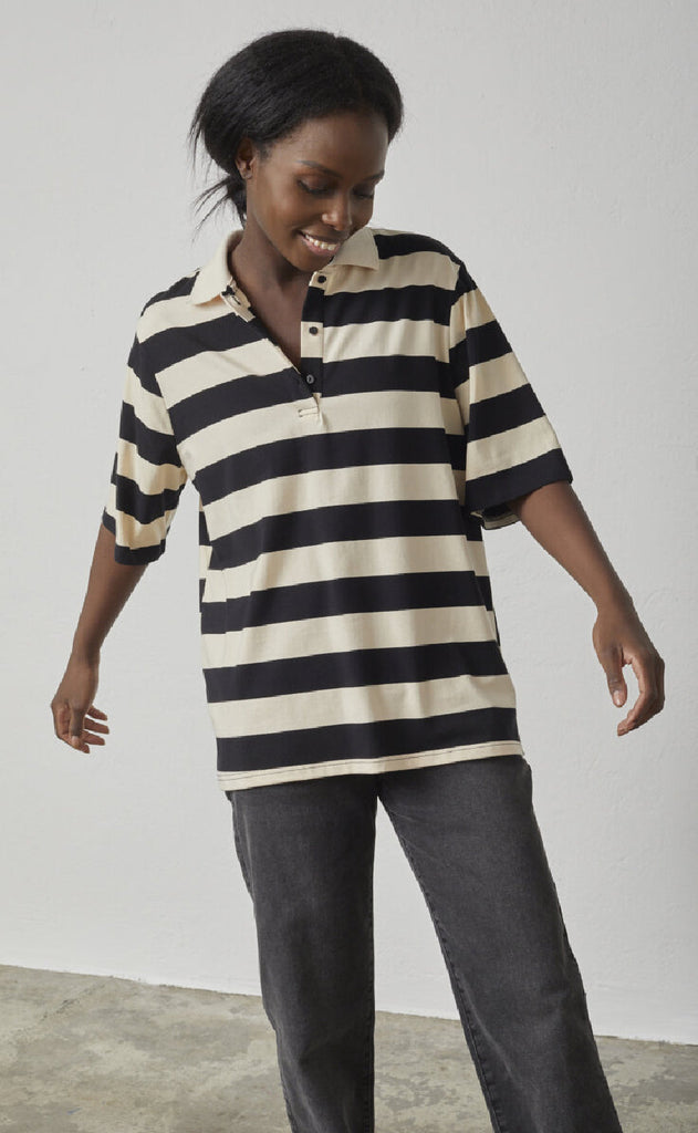 Sisters Point Bluse - Vivia-POLO.SS - Beige/Black