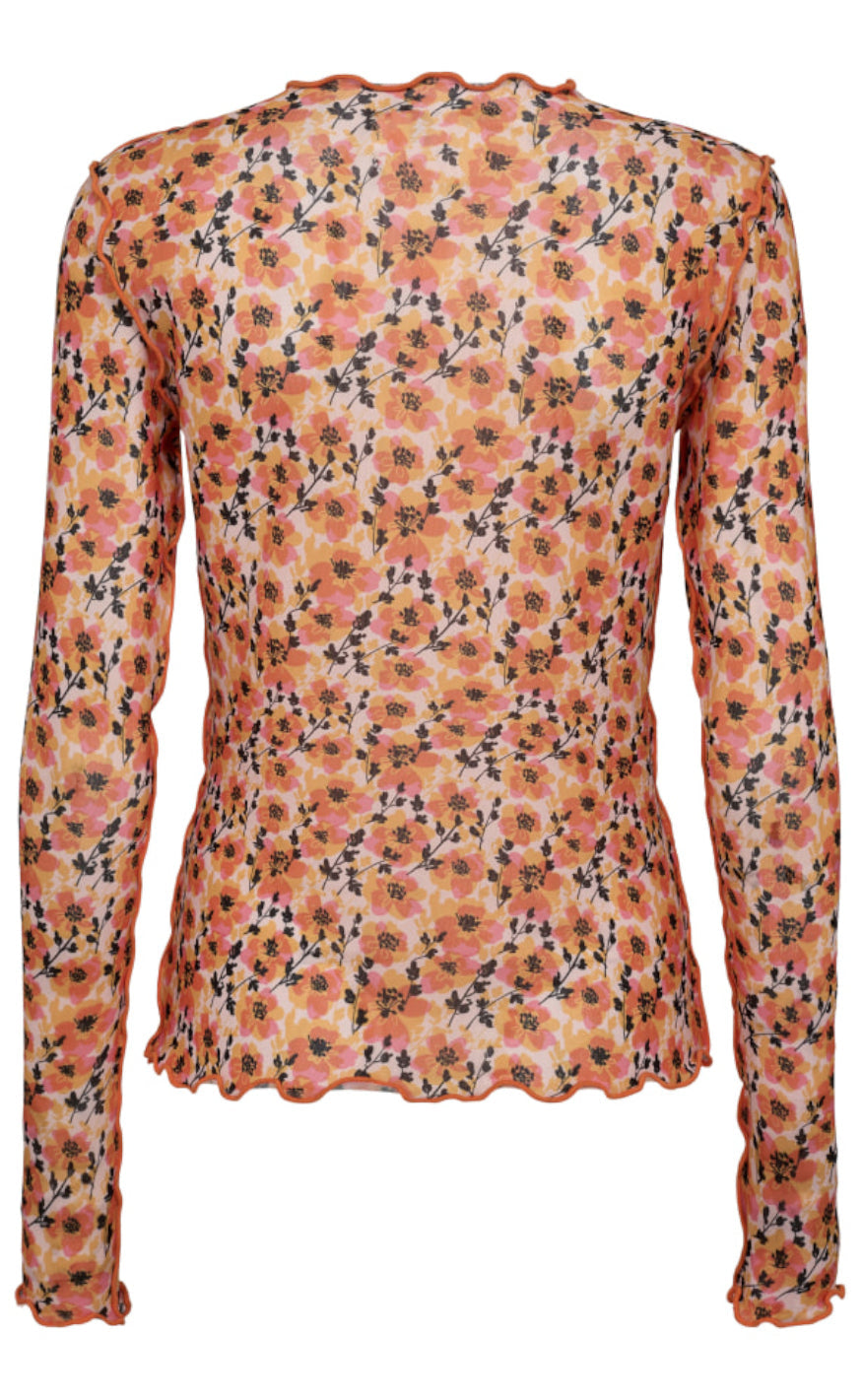 Liberte Bluse - Mesh - Orange Pink Black Flower
