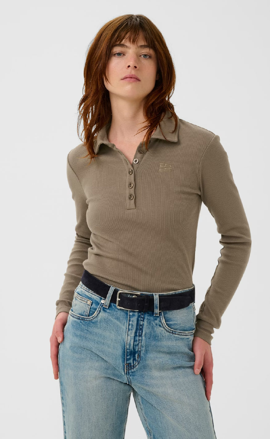 Gestuz Bluse - Drew LS Polo - Walnut