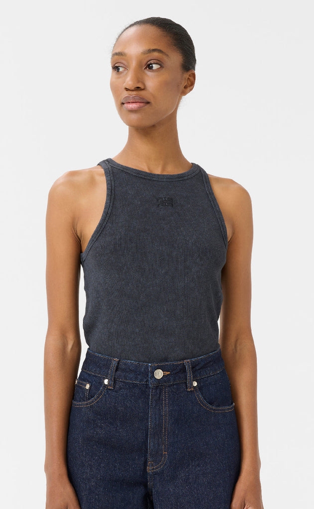 Gestuz Topp - Drew Washed Logo - Grey washed