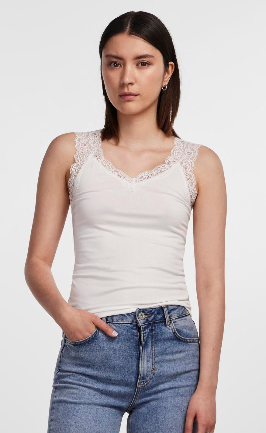 PIECES Topp - Barbera - Bright White