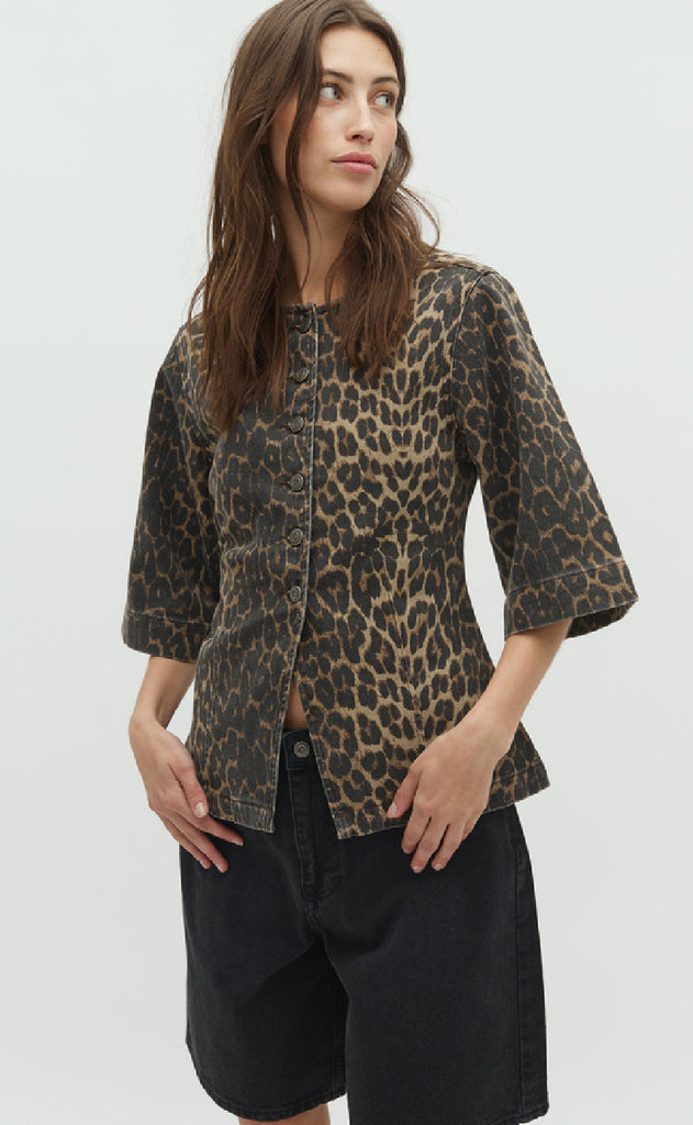 Global Funk Bluse - Lila-G - Leopard Mist