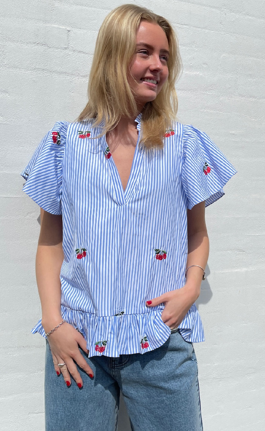Love & Divine Topp - Love1384 - Blue/Cherry