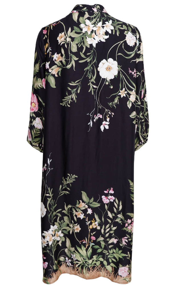 Black Colour Kjole - Zennia - Black Flower