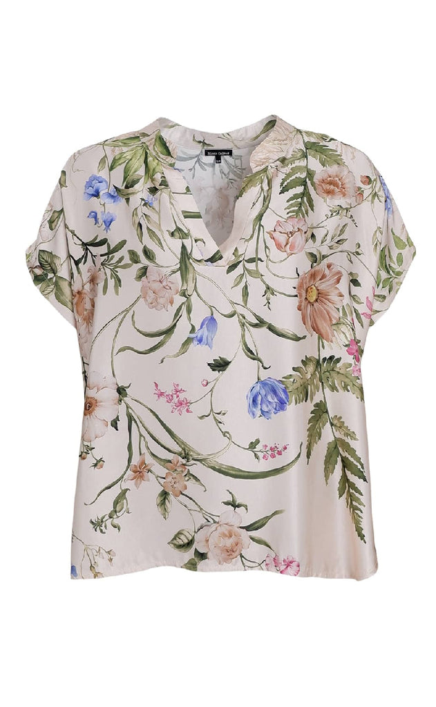 Black Colour Bluse - Zennia - Champagne Flower