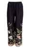 Black Colour Bukser - Zennia - Black Flower