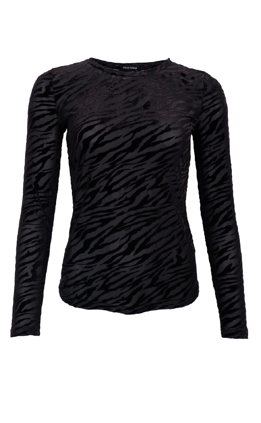 Black Colour Bluse - Zenia Mesh - Black