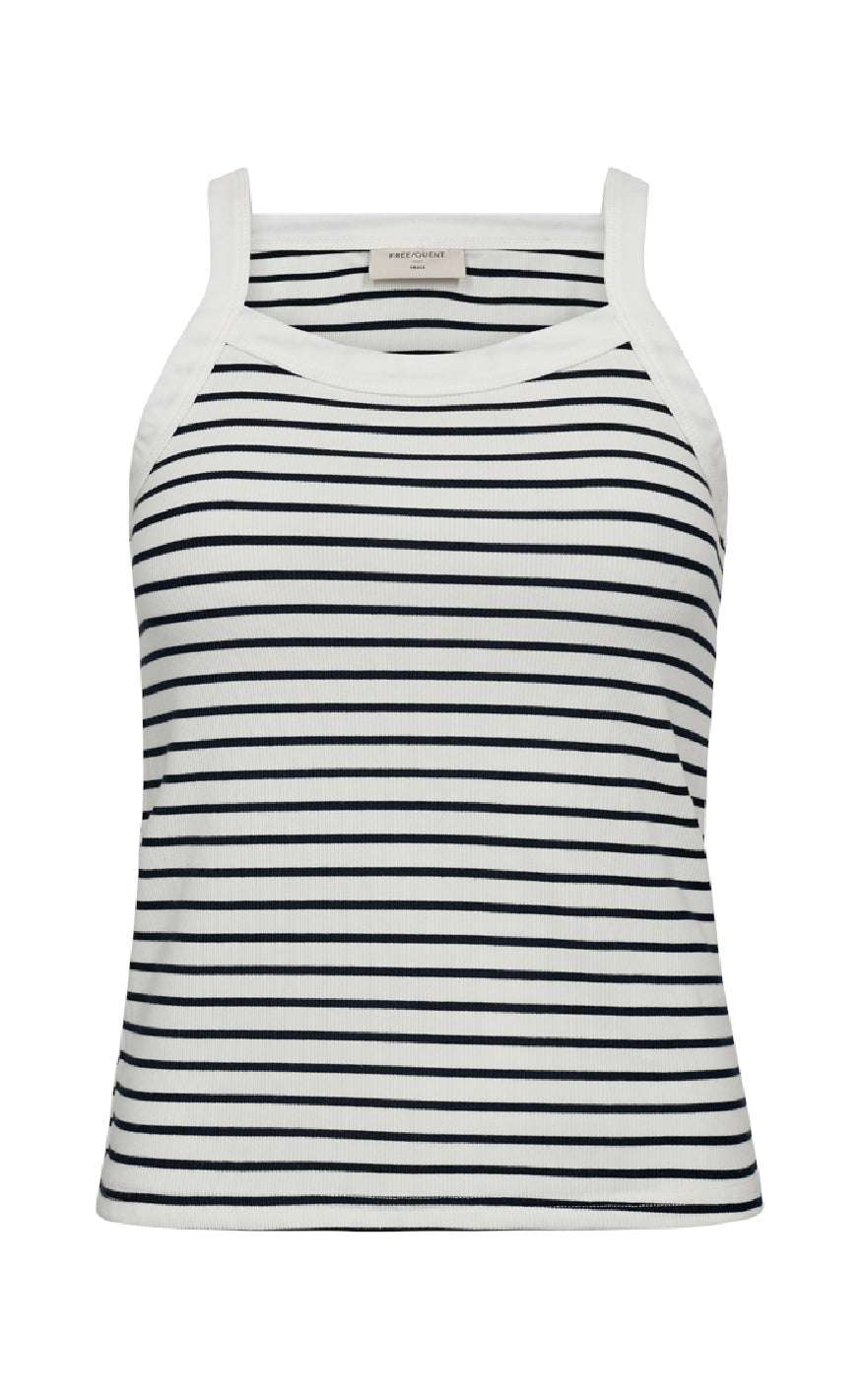 Freequent Topp - Zia - Brilliant White w. Navy Blazer