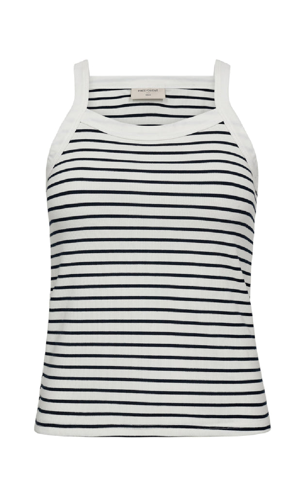 Freequent Topp - Zia - Brilliant White w. Navy Blazer