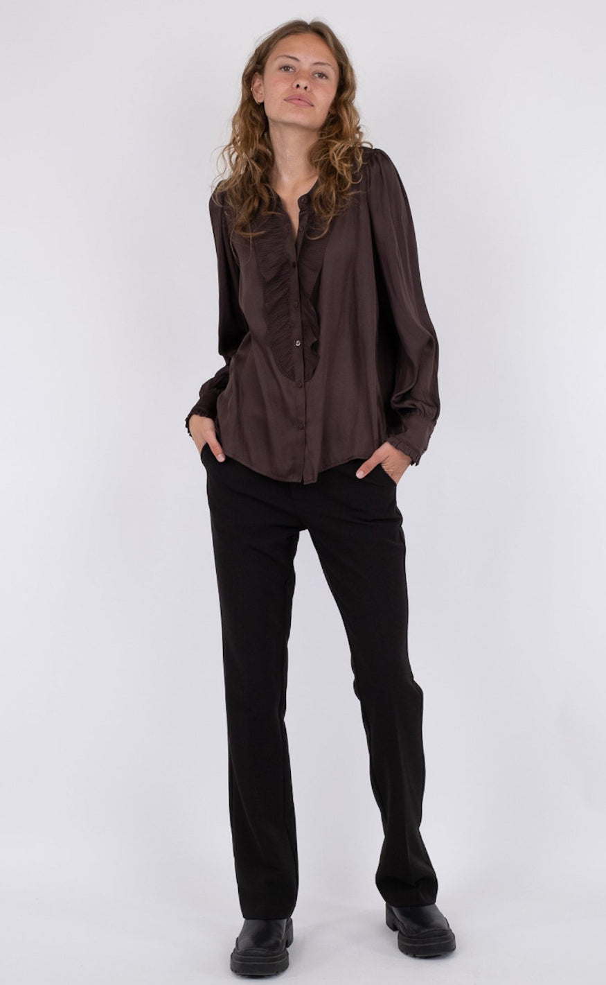 Neo Noir Bluse - Zola - Dark Brown