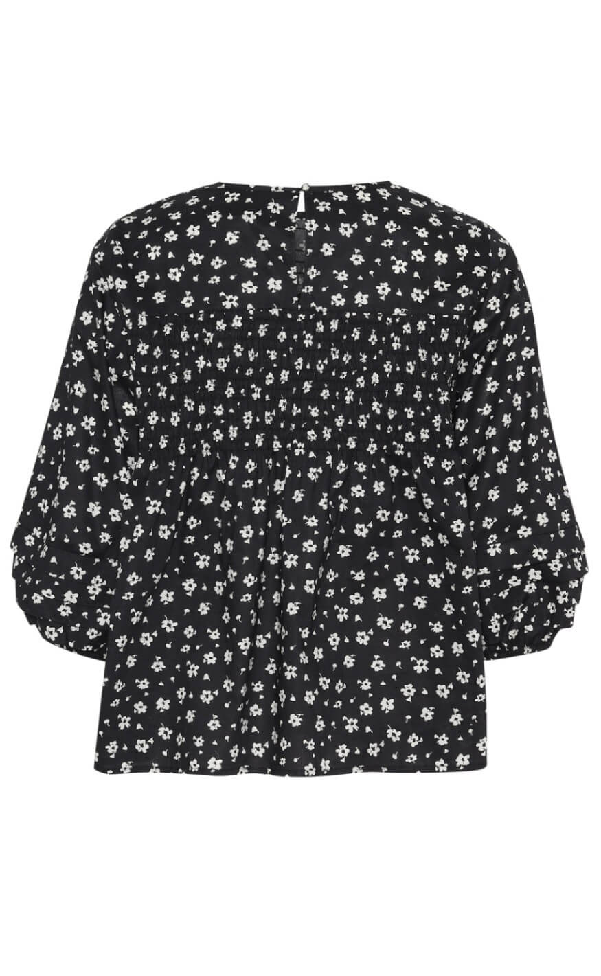 A-View Bluse - Ocean - Black Print