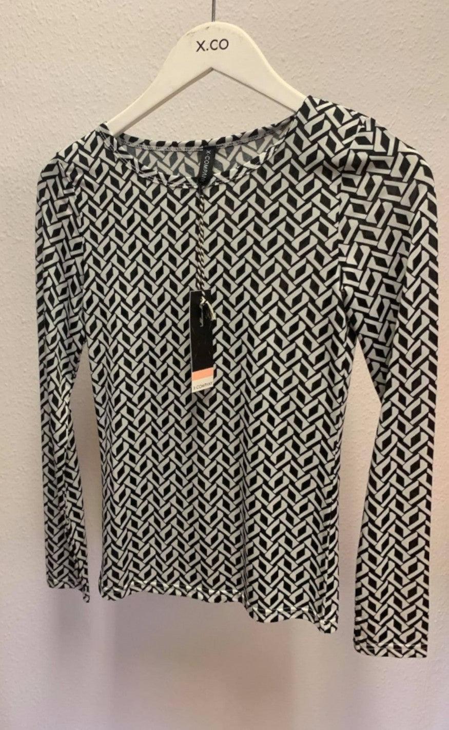 A-View Bluse - Scarlet - Black/White