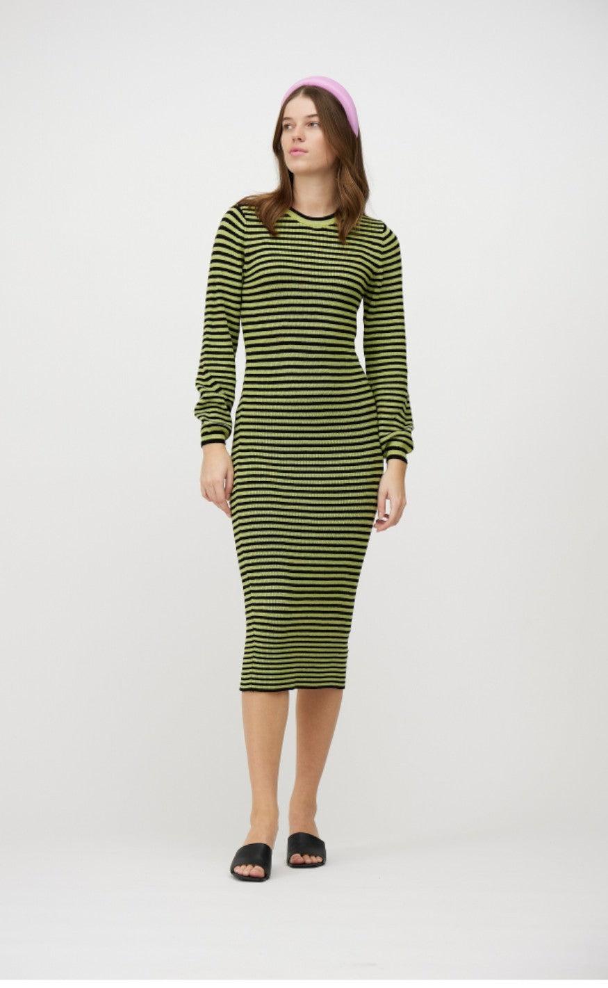 A-View Kjole - Violet Knit Dress - Black/Green