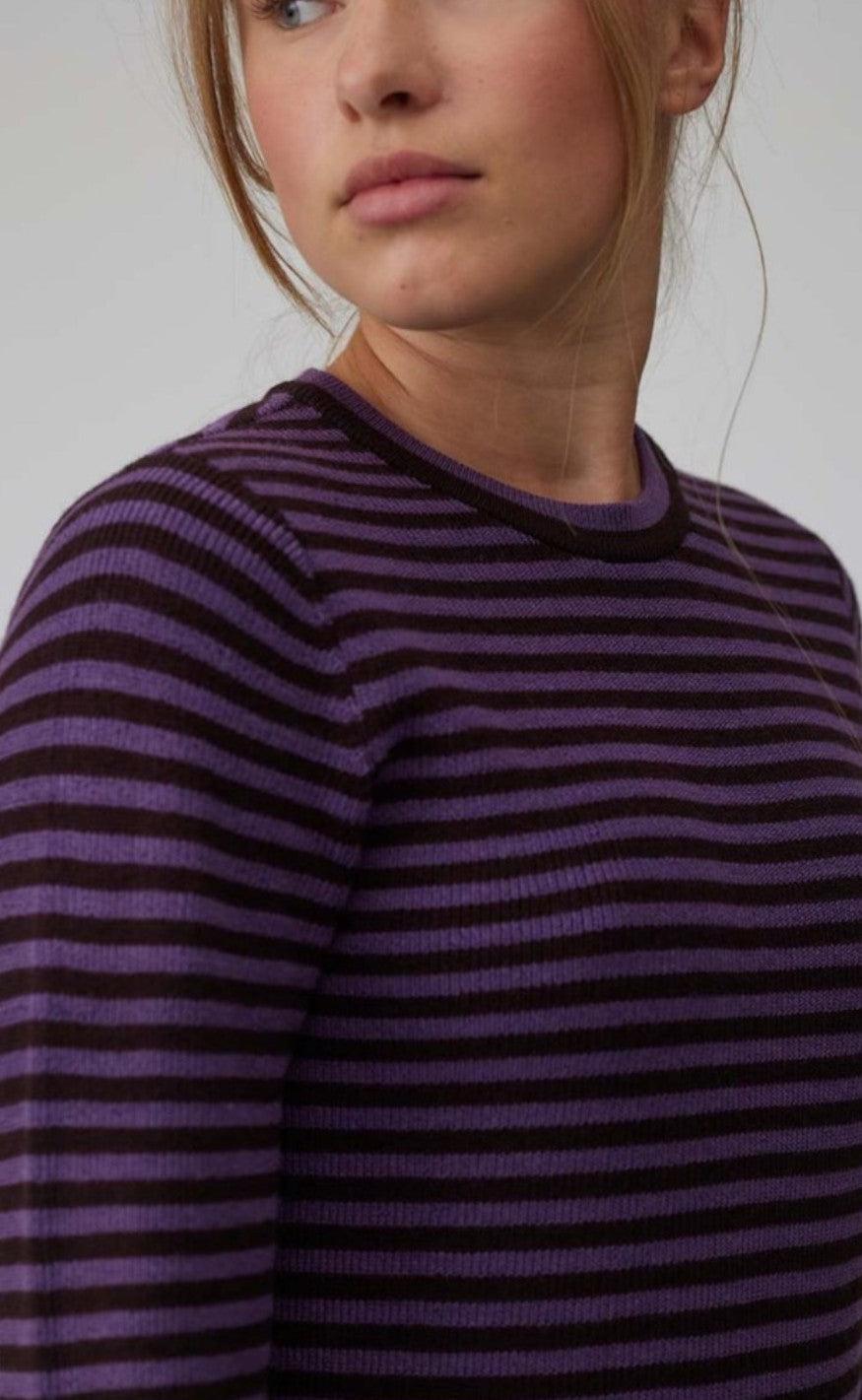 A-View Kjole - Violet Knit Dress - Lavender/Brown