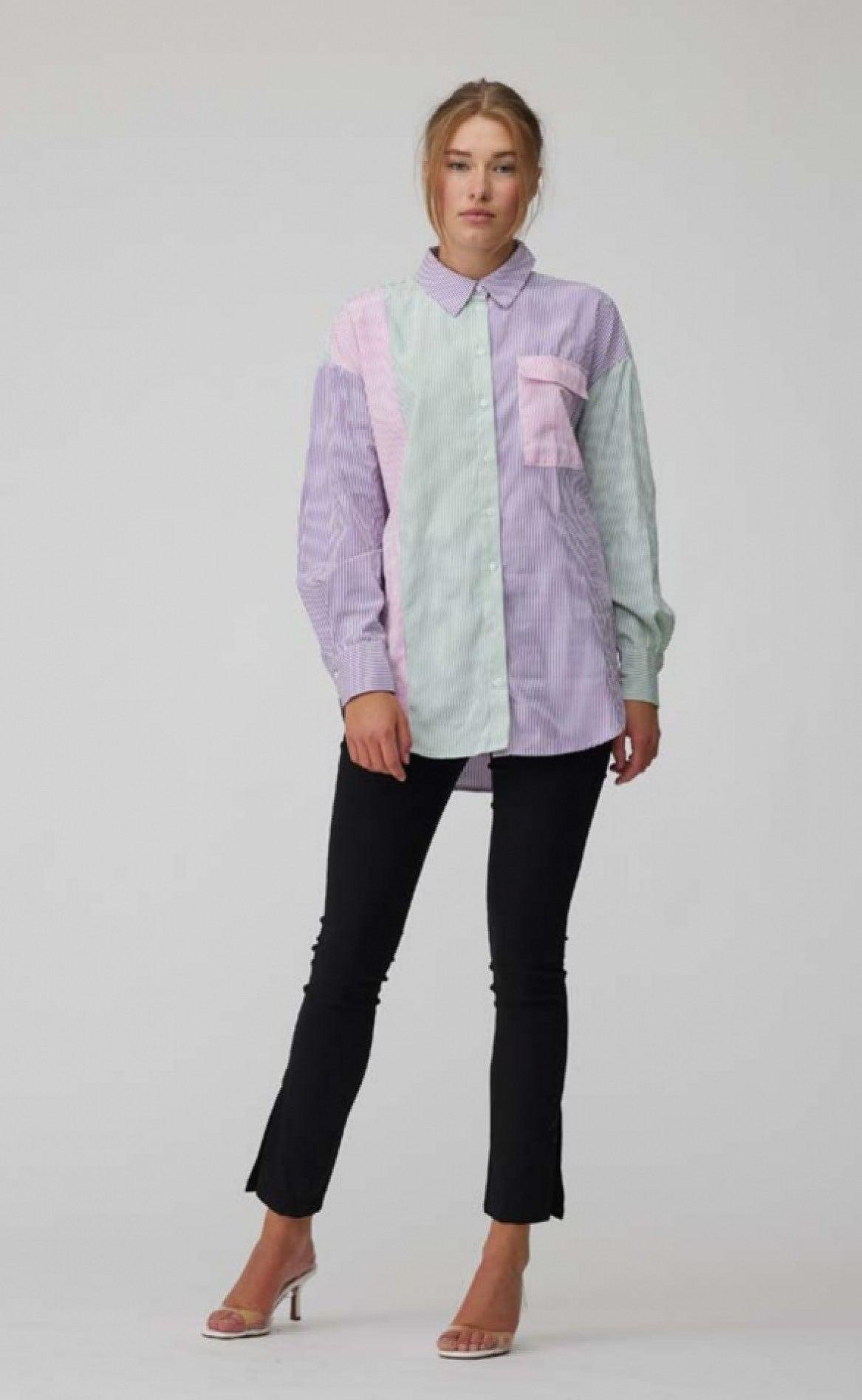 A-View Skjorte - Jacobina - Purple/Mint/Rose