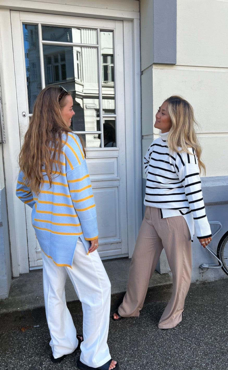 A-View Sweater - Bella - White With Black Stripes