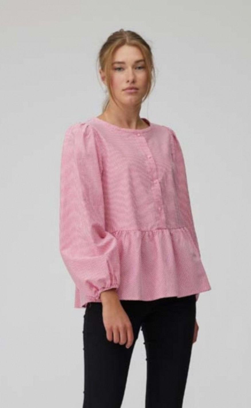 A-view Bluse - Sara LS - Red