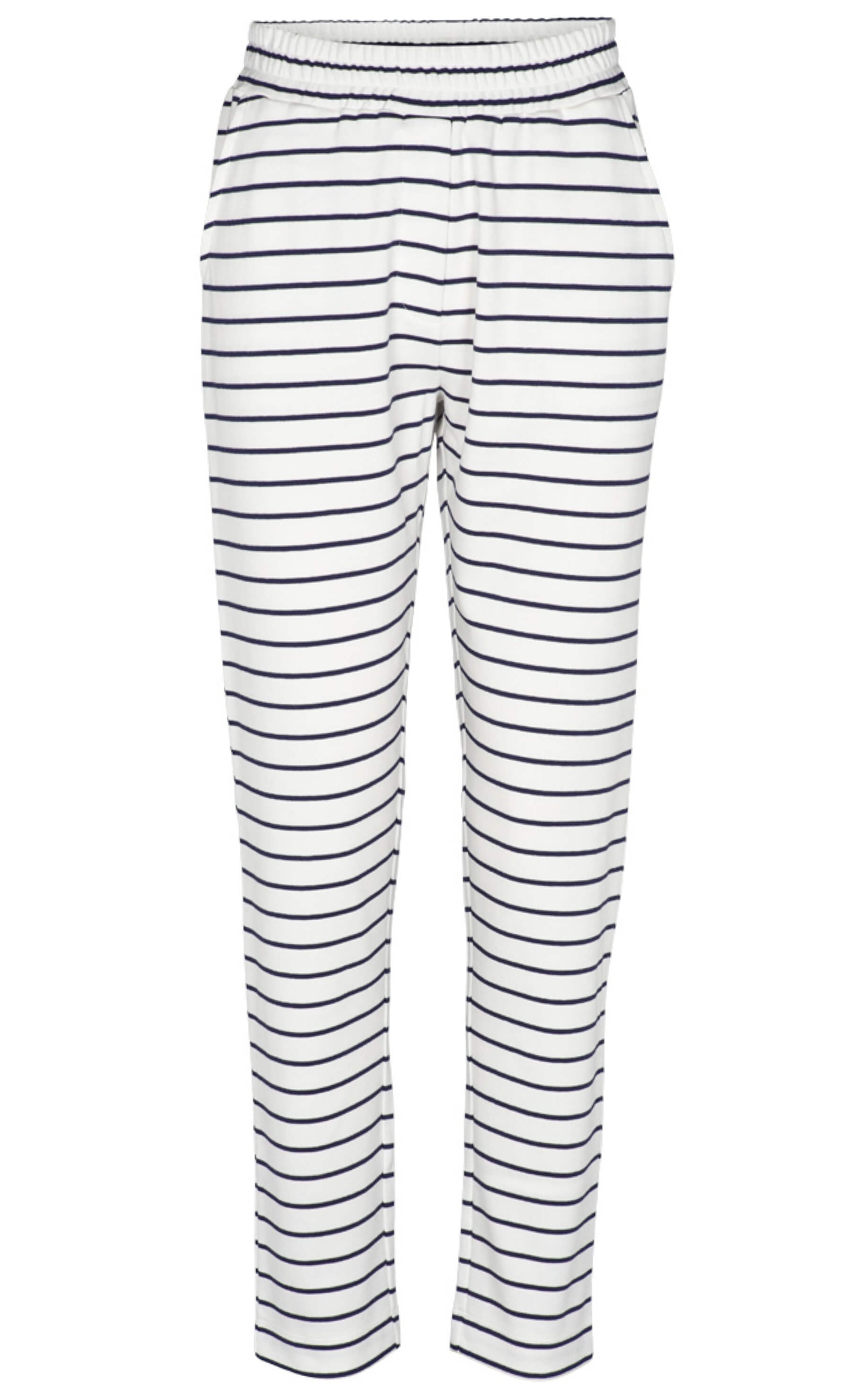 Basic Apparel Bukser - Saga Striped - Off White / Navy