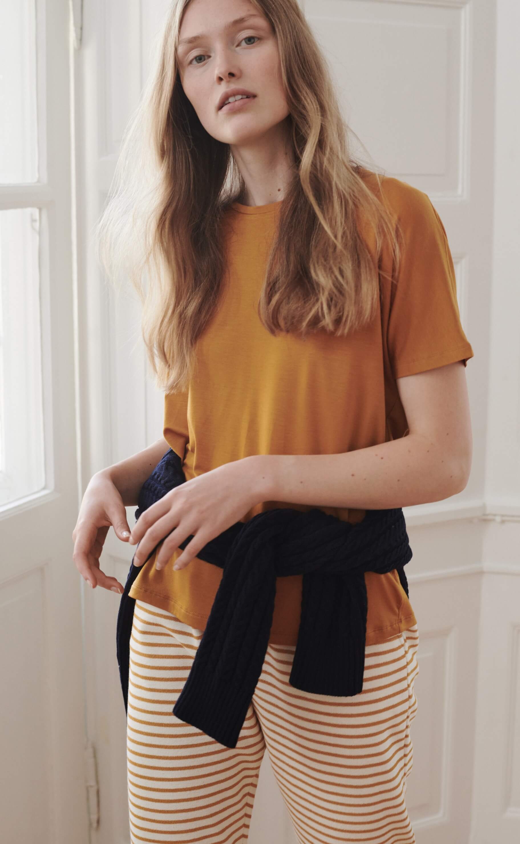 Basic Apparel Bukser - Vendela - Inca Gold / Off White