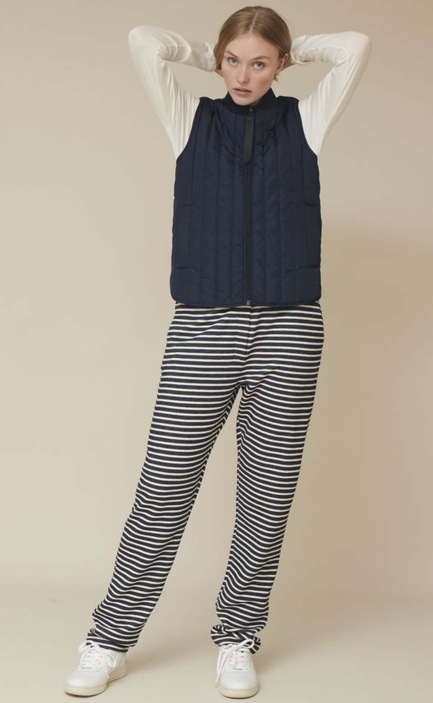 Basic Apparel Bukser - Vendela - Navy / Off White