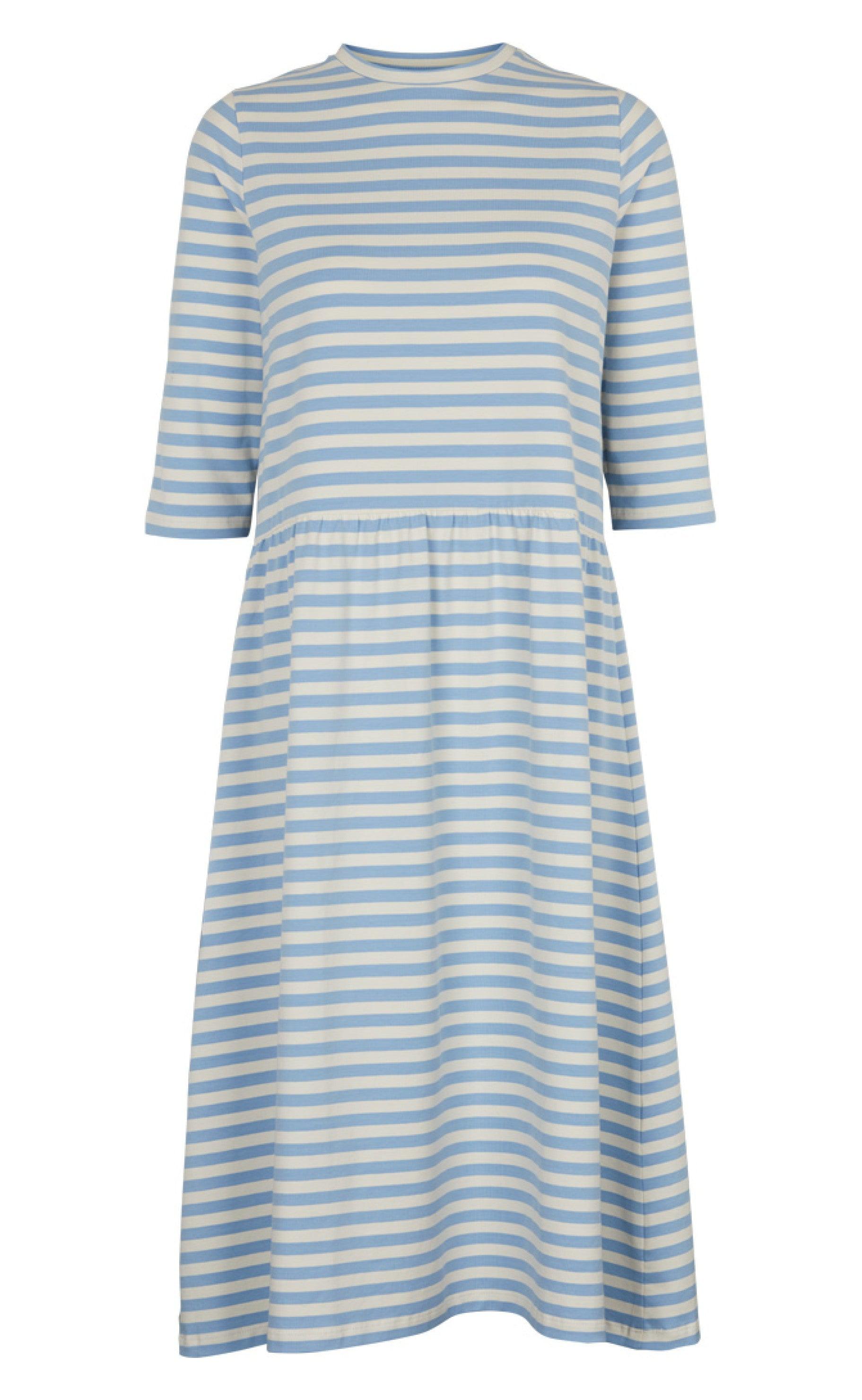 Basic Apparel Kjole - Elba - Blue / Off White