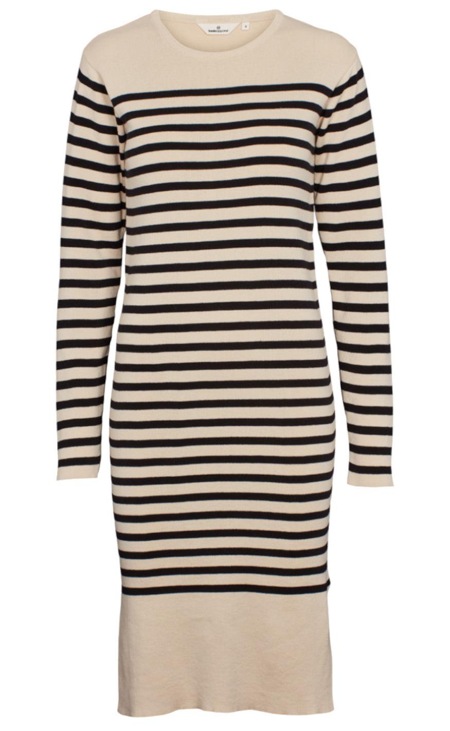 Basic Apparel Kjole - Sailor Stripe - Birch / Black