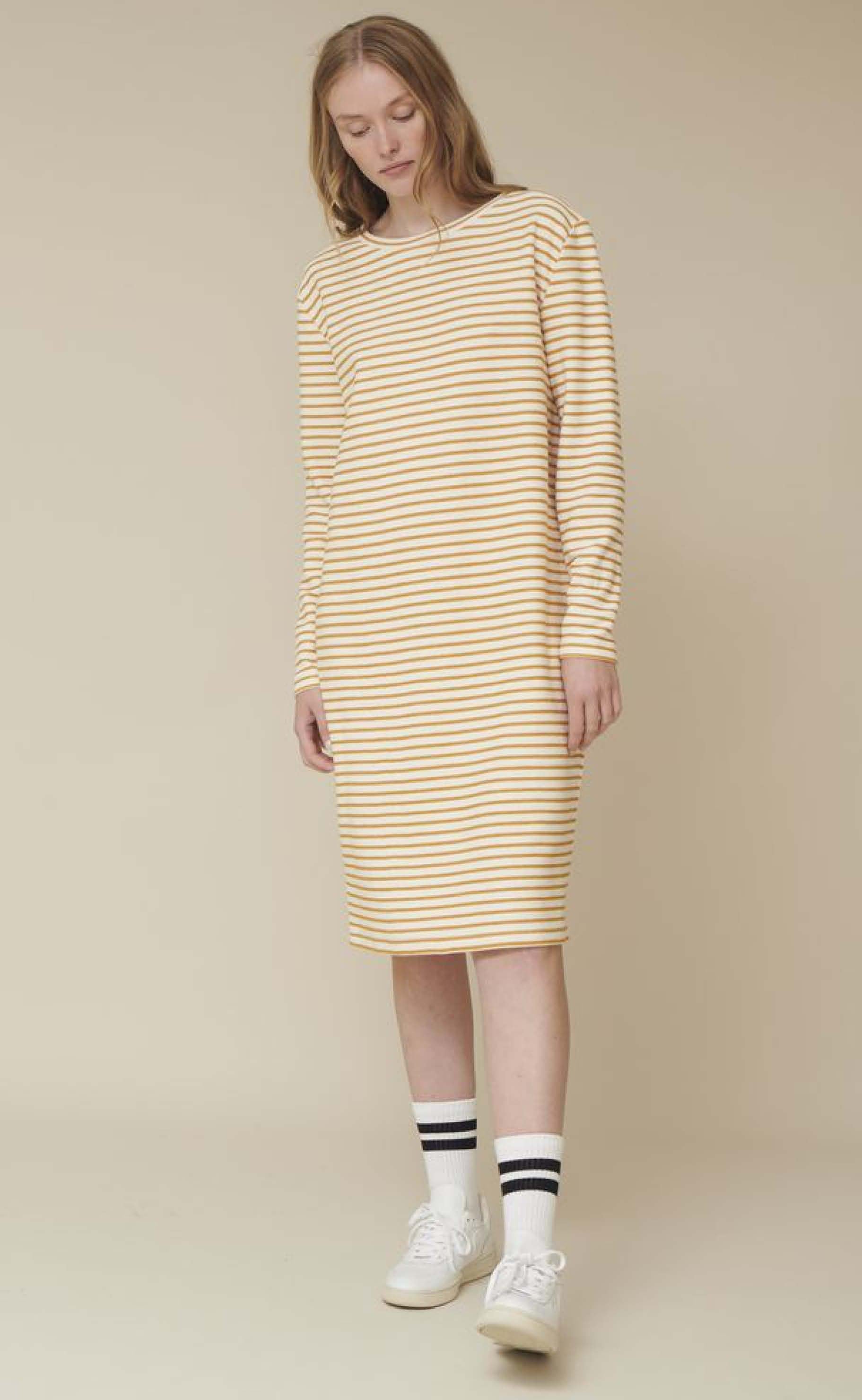 Basic Apparel Kjole - Vendela - Inca Gold/Off White