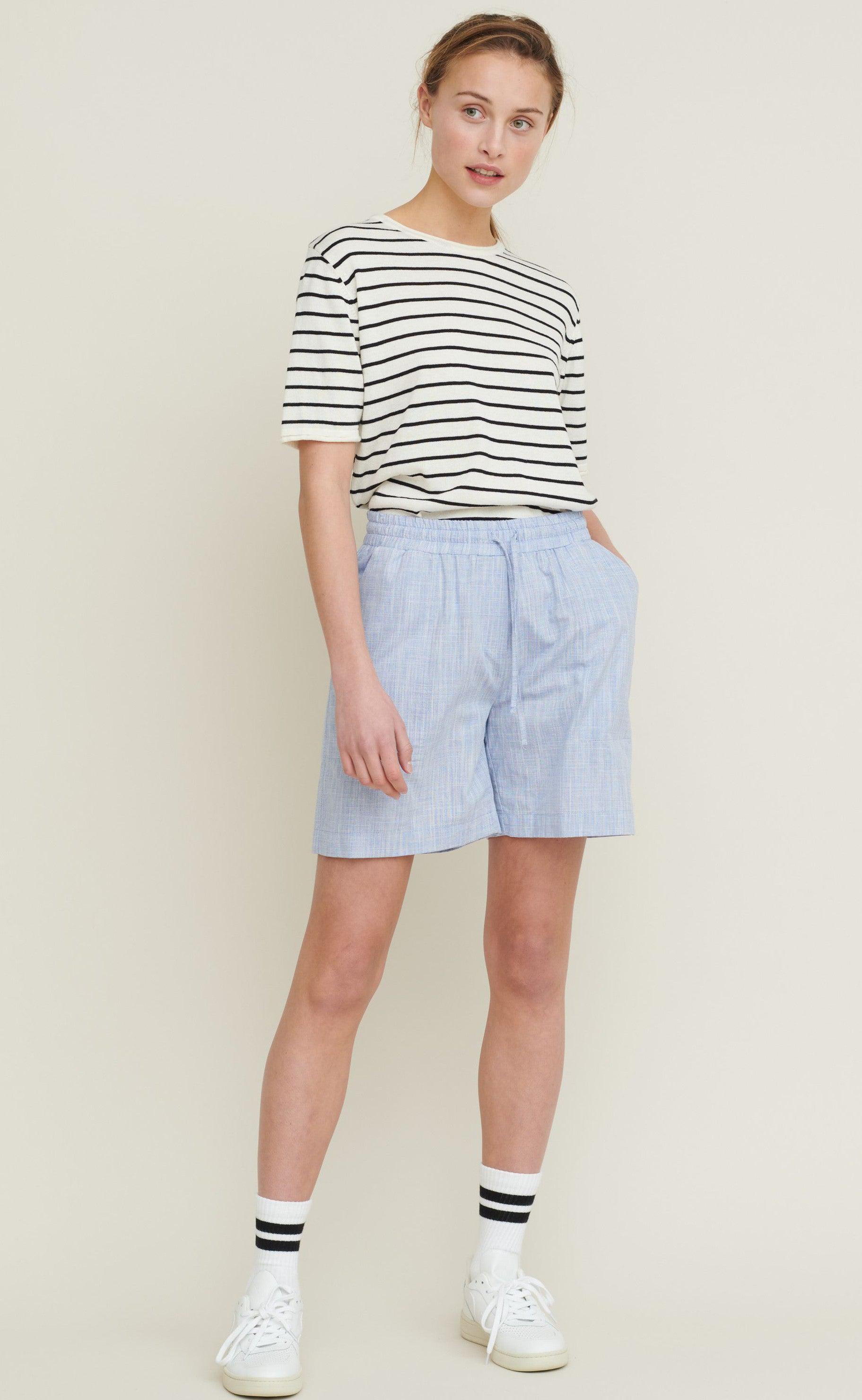 Basic Apparel T-shirt - Soya Stripe - Whisper White / Black