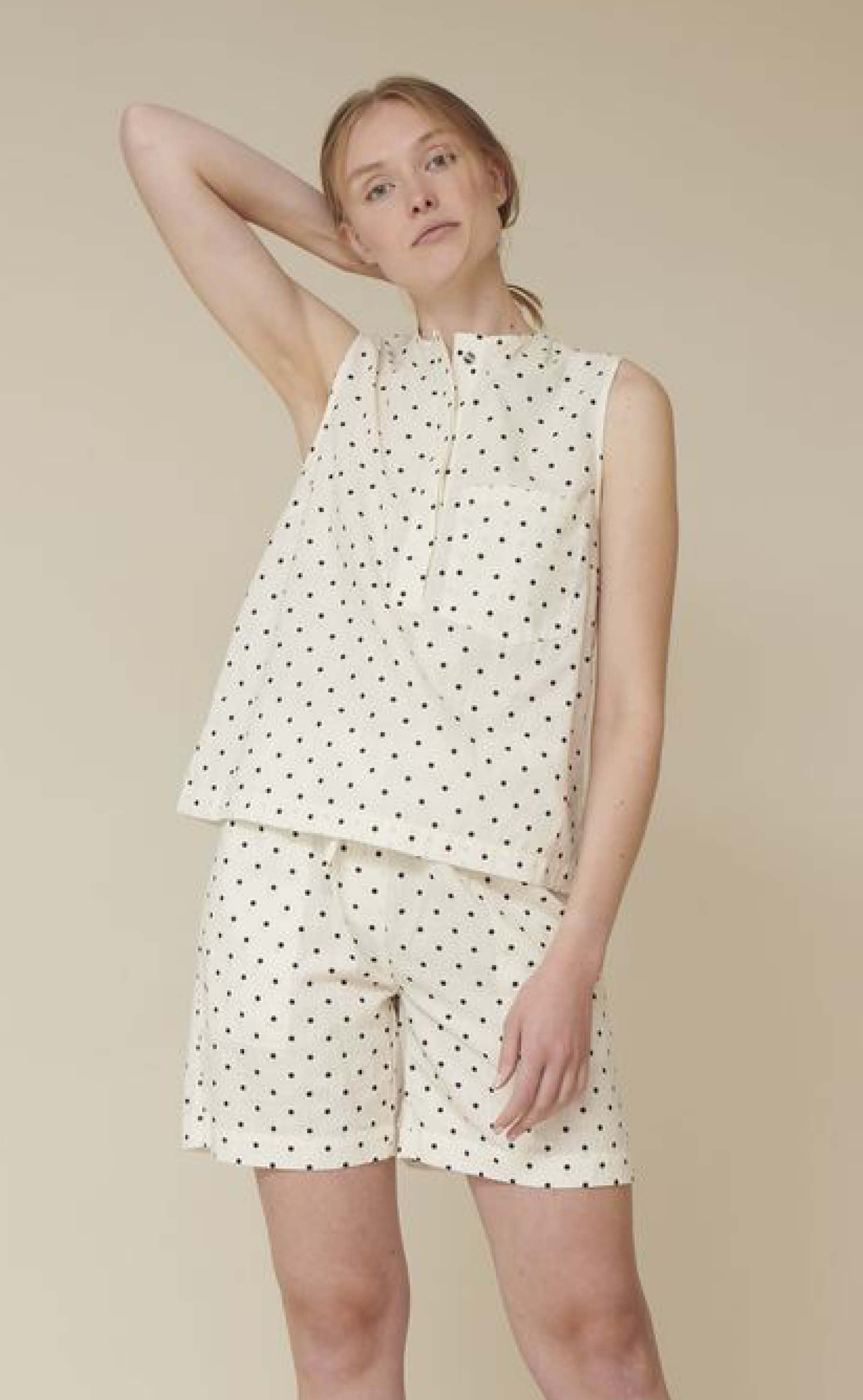 Basic Apparel Top - Vicki Dot - Off White/Black
