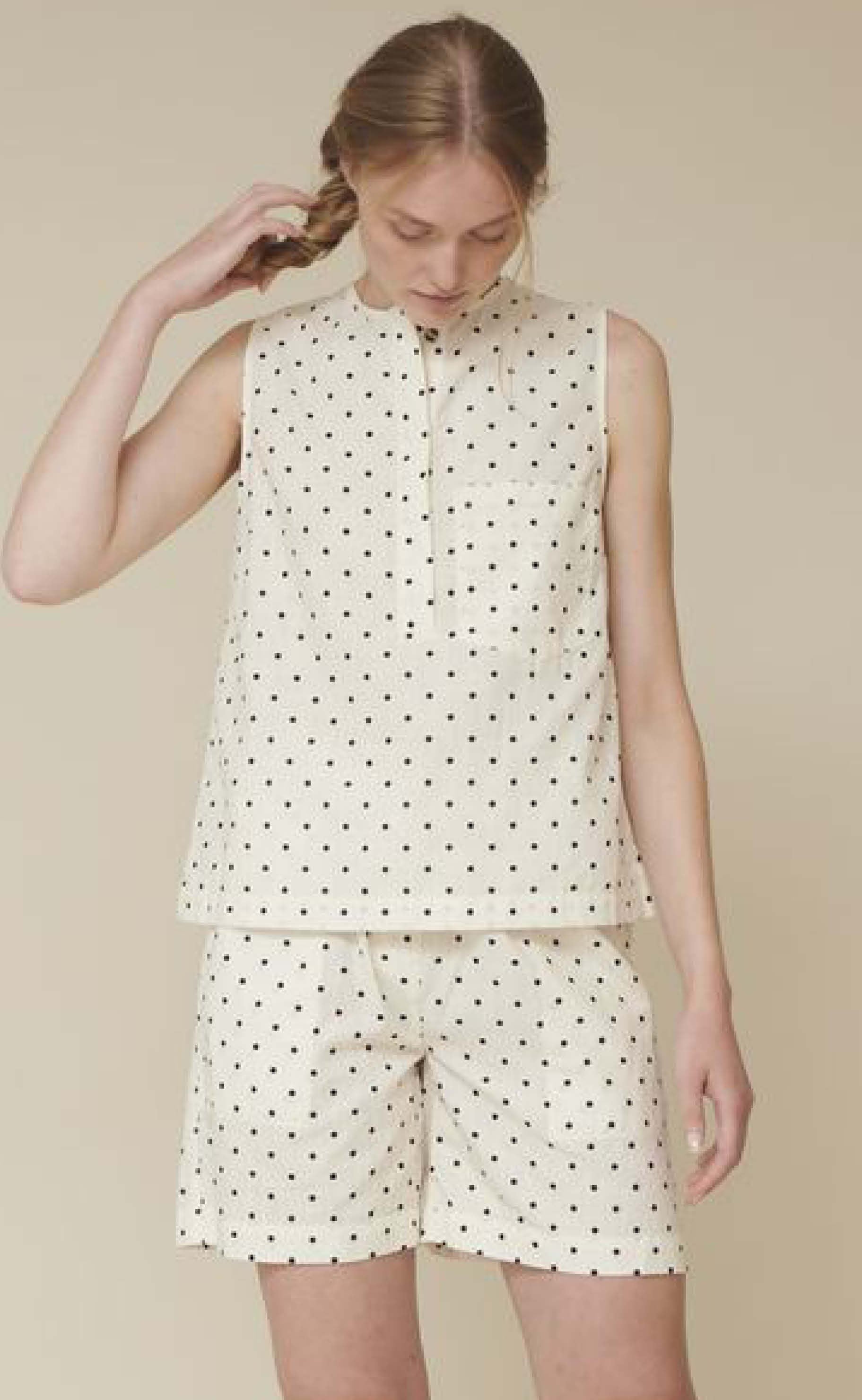Basic Apparel Top - Vicki Dot - Off White/Black