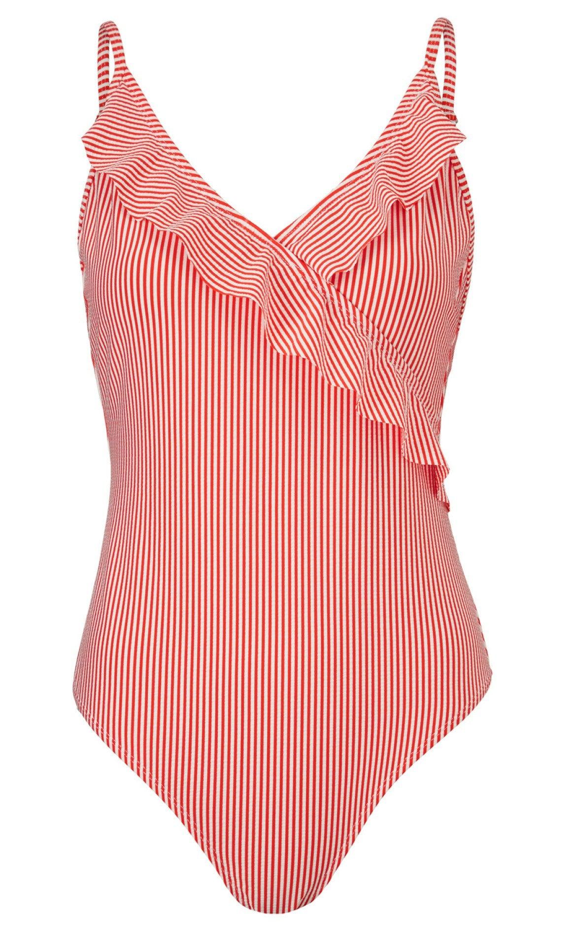 Beck Söndergaard Badedragt - Striba Bly Frill - Grenadine