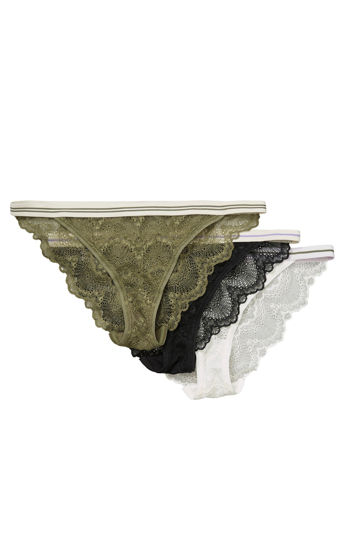 Beck Söndergaard Cheeky - 3 pack - Wave Lace Ray - Black/Green/Offwhite