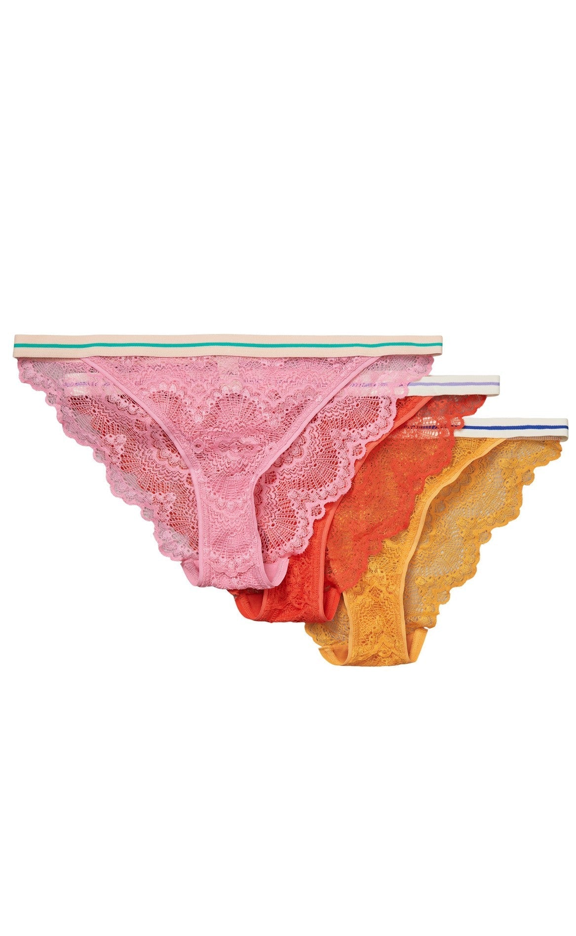 Beck Söndergaard Cheeky - 3 pack - Wave Lace Ray - Orange/Pink/Red