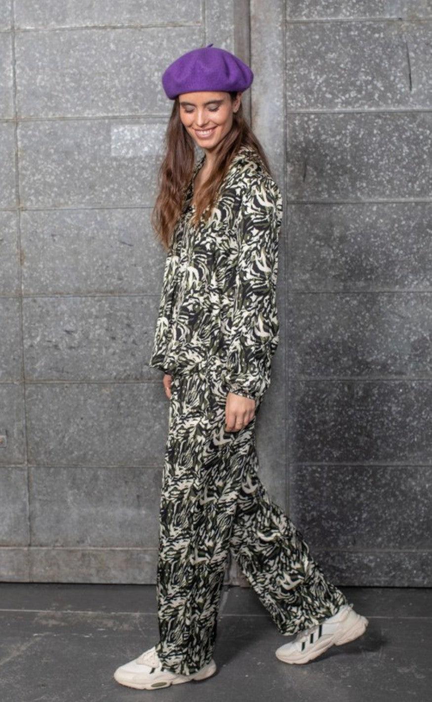 Black Colour Blouse - Vibella - Army Animal