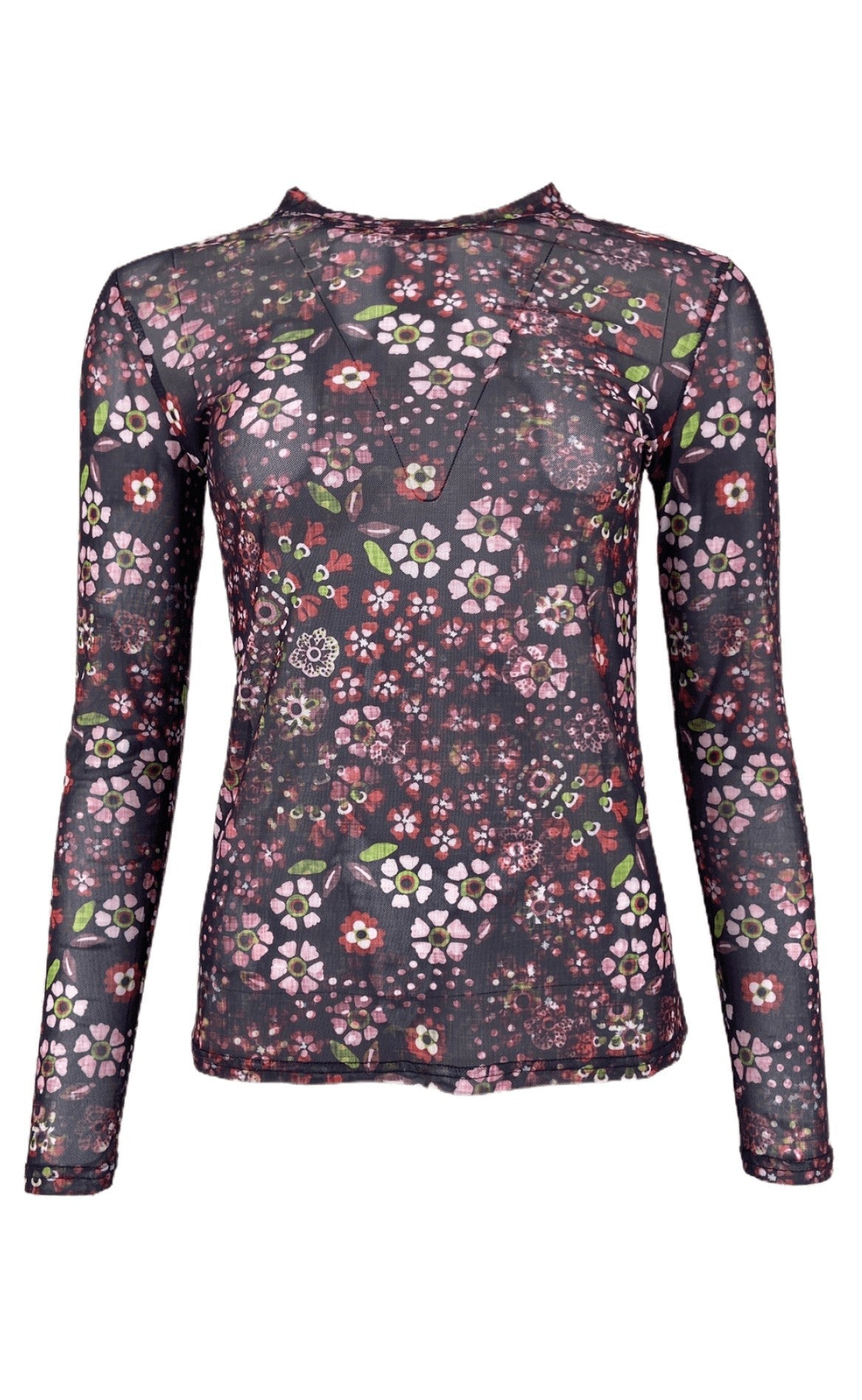 Black Colour Bluse - Annie Mesh - Winter Floral