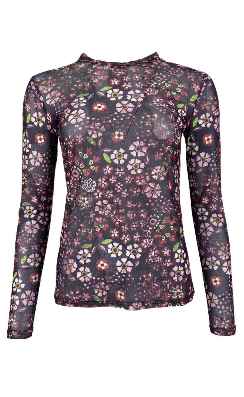 Black Colour Bluse - Annie Mesh - Winter Floral
