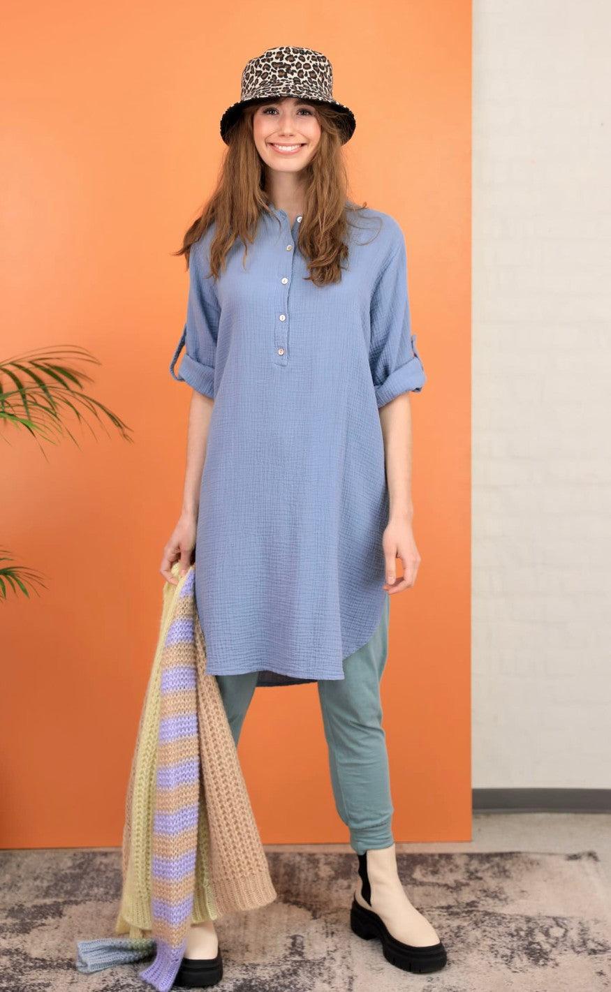 Black Colour Bluse - Dune Long - Lt. Blue