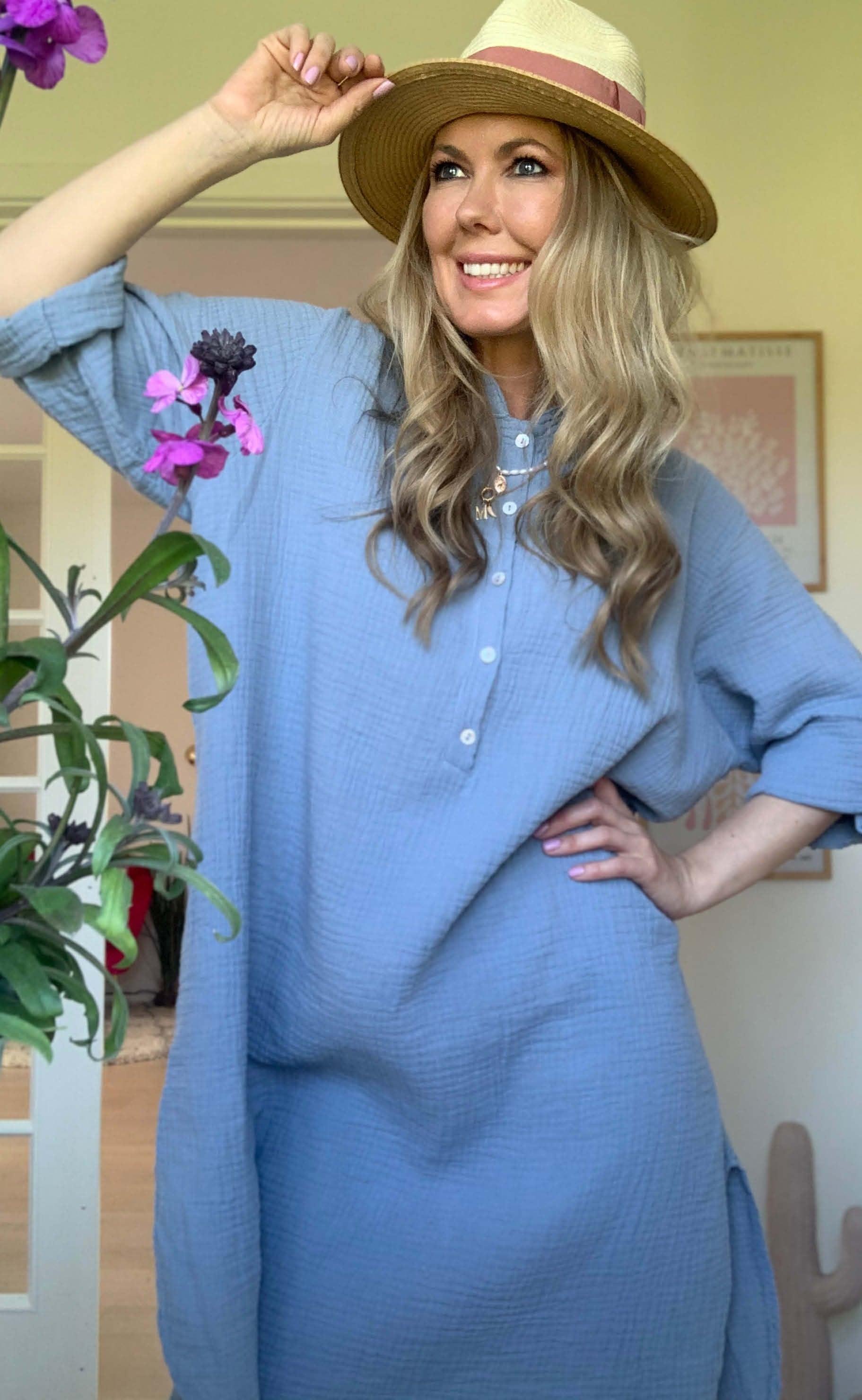 Black Colour Bluse - Dune Long - Lt. Blue